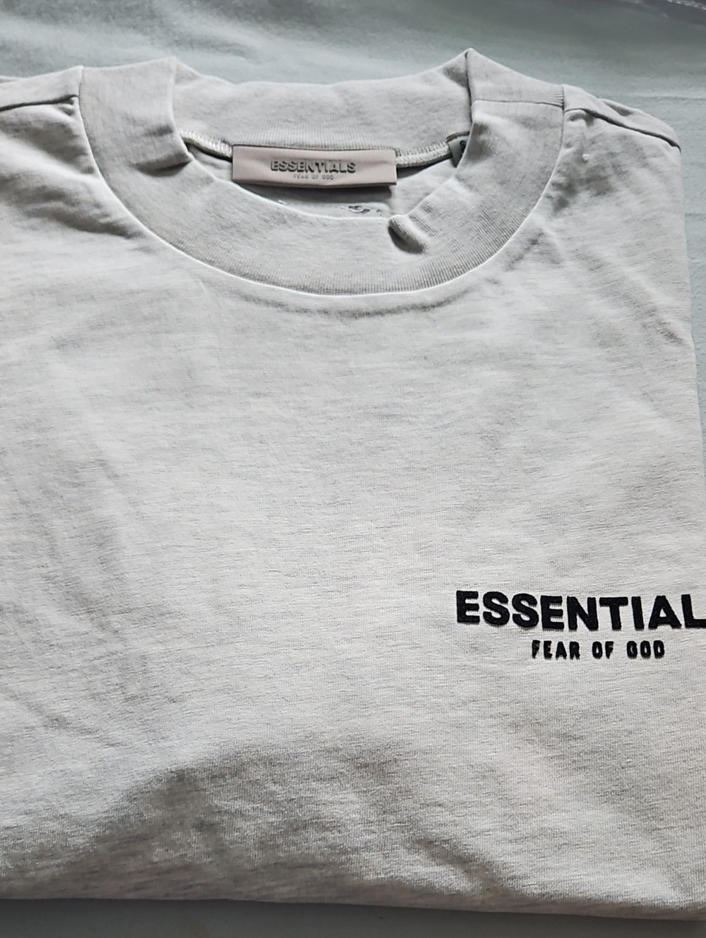 Essentials Light Oat Tee with Black ESSENTIALS Logo